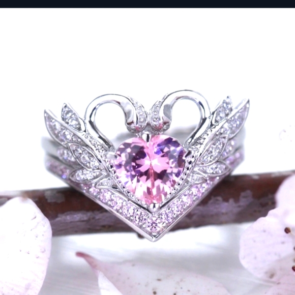 (3)Luxury Diamond engagement ring set 💍💕 2 swans side by side - Picture 2 of 8